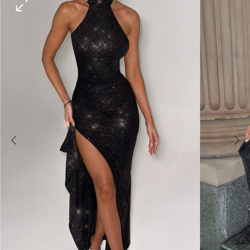 Elegant Black Halter Dress
